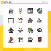 Set of 16 Modern UI Icons Symbols Signs for tour pin rabbit map user Editable Creative Vector Design Elements