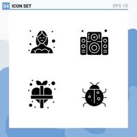 Universal Icon Symbols Group of 4 Modern Solid Glyphs of avatar heart profile sound plus Editable Vector Design Elements