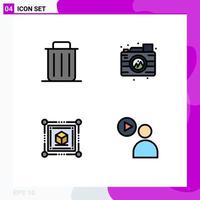 Modern Set of 4 Filledline Flat Colors Pictograph of delete box remove process web Editable Vector Design Elements