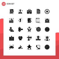 Solid Glyph Pack of 25 Universal Symbols of map holiday construction statement file Editable Vector Design Elements