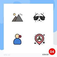 4 User Interface Filledline Flat Color Pack of modern Signs and Symbols of egypt man pyramid glasses working Editable Vector Design Elements