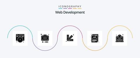 paquete de iconos de glifo 5 de desarrollo web que incluye recarga. computadora portátil. desarrollo. estadísticas web. datos vector