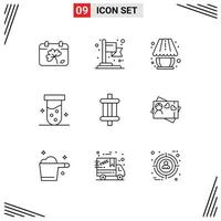 Stock Vector Icon Pack of 9 Line Signs and Symbols for components auto lamp biochemistry lab Editable Vector Design Elements