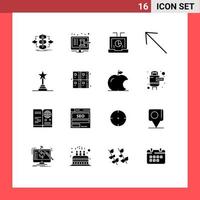 Group of 16 Solid Glyphs Signs and Symbols for up arrow online seo laptop Editable Vector Design Elements