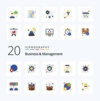 20 Business And Management Flat Color icon Pack like business loading protect hour solution vector