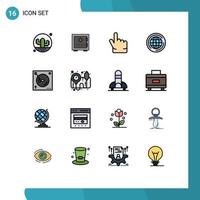 Set of 16 Modern UI Icons Symbols Signs for big world protection hand finger Editable Creative Vector Design Elements