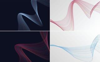 Add a touch of sophistication to your designs with a set of 4 geometric wave pattern backgrounds vector