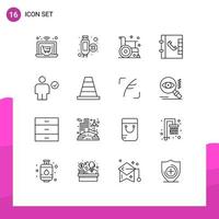 Group of 16 Modern Outlines Set for done check form body phone Editable Vector Design Elements