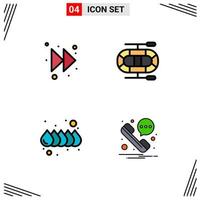 Modern Set of 4 Filledline Flat Colors Pictograph of arrow phone boat drop 99 Editable Vector Design Elements