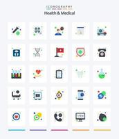 Creative Health And Medical 25 Flat icon pack  Such As transport. car. ask a doctor. ambulance. skull vector