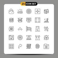 25 iconos creativos, signos y símbolos modernos de interfaz de computadora, aplicación de navegador de festival, elementos de diseño vectorial editables vector
