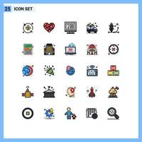 25 Universal Filled line Flat Colors Set for Web and Mobile Applications design van computer green online Editable Vector Design Elements