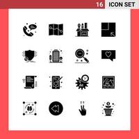 Pack of 16 creative Solid Glyphs of security money scale financial view Editable Vector Design Elements