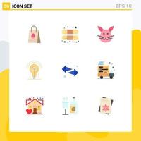 9 User Interface Flat Color Pack of modern Signs and Symbols of switch hotel bunny light bulb Editable Vector Design Elements