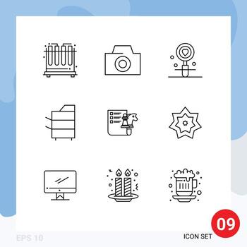 9 User Interface Outline Pack of modern Signs and Symbols of strategy chess search technology electronics Editable Vector Design Elements