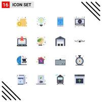 16 Universal Flat Colors Set for Web and Mobile Applications laptop message solution chat mobile Editable Pack of Creative Vector Design Elements