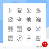 paquete de iconos de vector de stock de 16 signos y símbolos de línea para contenido de té de bolsa publicación de café elementos de diseño de vector editables