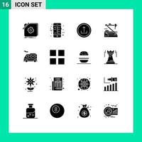 Group of 16 Modern Solid Glyphs Set for robotics medicine application medical navigation Editable Vector Design Elements