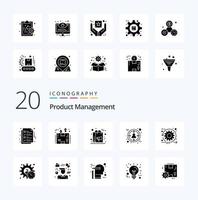 20 Product Management Solid Glyph icon Pack like customer audience package campaign marketing vector