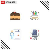 4 User Interface Flat Icon Pack of modern Signs and Symbols of cheese door food growth fired Editable Vector Design Elements