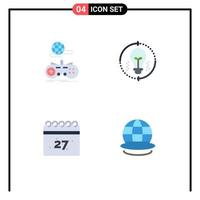 conjunto de 4 iconos modernos de la interfaz de usuario signos de símbolos para actualizar el juego idea multijugador calendario elementos de diseño vectorial editables vector