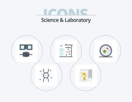 paquete de iconos planos de ciencia 5 diseño de iconos. microorganismos biología. anteojos. ciencia. matraces vector