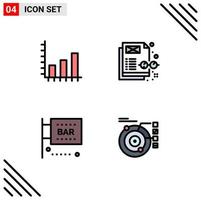 Set of 4 Modern UI Icons Symbols Signs for analysis law graph content management science and computing Editable Vector Design Elements