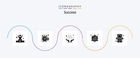 paquete de iconos de glifo 5 de éxito que incluye protección. comprobado. mirar. aceptar. selección vector