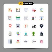 Universal Icon Symbols Group of 25 Modern Flat Colors of autumn heart underground favorite database Editable Vector Design Elements