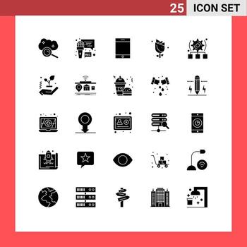 25 glifos sólidos universales establecidos para aplicaciones web y móviles configuran el programa de vacaciones naturaleza flor elementos de diseño vectorial editables vector