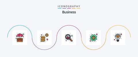 paquete de iconos de 5 planos llenos de línea de negocio que incluye idea. opciones inversión. dinero. grafico vector