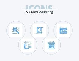 Seo Blue Icon Pack 5 Icon Design. . online. performance. seo. bookmark vector