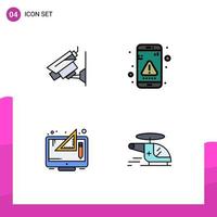 4 Filledline Flat Color concept for Websites Mobile and Apps camera creative surveillance interaction digital Editable Vector Design Elements