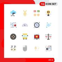 Set of 16 Modern UI Icons Symbols Signs for chart thinking sad mind bulb Editable Pack of Creative Vector Design Elements