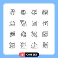 Set of 16 Modern UI Icons Symbols Signs for soap bath lamp programming development Editable Vector Design Elements