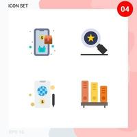 4 User Interface Flat Icon Pack of modern Signs and Symbols of mobile dollar shopping badge library Editable Vector Design Elements