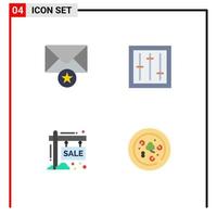 4 Thematic Vector Flat Icons and Editable Symbols of mail hording devices mixer sign Editable Vector Design Elements