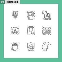 Universal Icon Symbols Group of 9 Modern Outlines of waste mask person gas trojan Editable Vector Design Elements