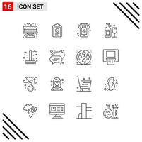 Stock Vector Icon Pack of 16 Line Signs and Symbols for fork autumn online whiskey bar Editable Vector Design Elements