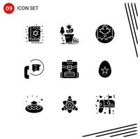 9 Universal Solid Glyphs Set for Web and Mobile Applications bag phone profit help communication Editable Vector Design Elements