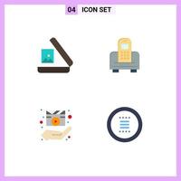 4 Universal Flat Icon Signs Symbols of image hands device hardware movie Editable Vector Design Elements