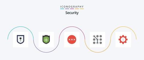 paquete de iconos de 5 planos de seguridad que incluye protección. ojo de cerradura. seguro. seguridad. llave maestra vector