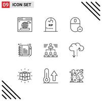 Set of 9 Vector Outlines on Grid for team edit devices compose remove Editable Vector Design Elements