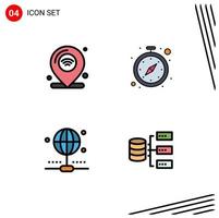 4 Filledline Flat Color concept for Websites Mobile and Apps location connection iot stop watch share Editable Vector Design Elements