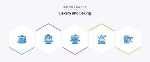 Baking 25 Blue icon pack including stewpot. pot. dessert. pan. sweets vector