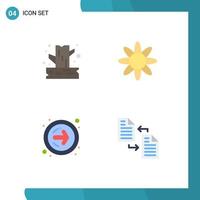 Pack of 4 creative Flat Icons of branch next button wood nature document Editable Vector Design Elements