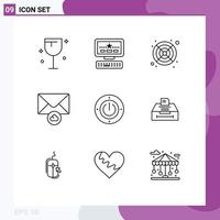 9 Creative Icons Modern Signs and Symbols of data power cooler energy mail Editable Vector Design Elements