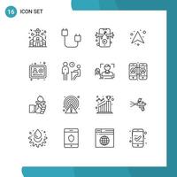 Modern Set of 16 Outlines and symbols such as online direction hardware up arrow Editable Vector Design Elements