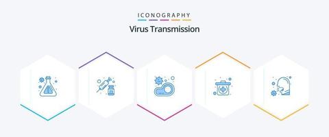 Virus Transmission 25 Blue icon pack including covid. bacteria. medical. emergency vector