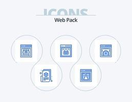 paquete web paquete de iconos azules 5 diseño de iconos. seguridad web navegador protegido. web. bloqueo de página equipo web vector